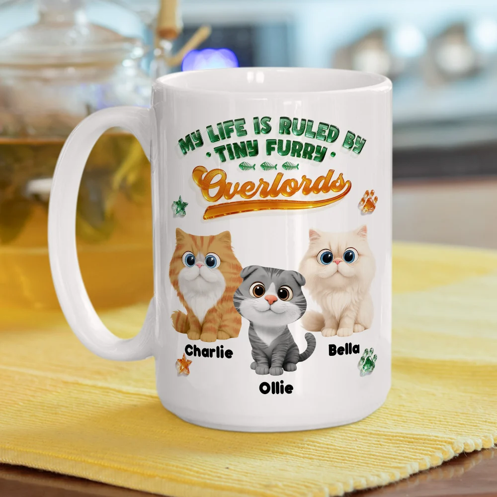 My Life Is Ruled By Tiny Furry Overlords - Personalized Custom Coffee Mug - Image 2