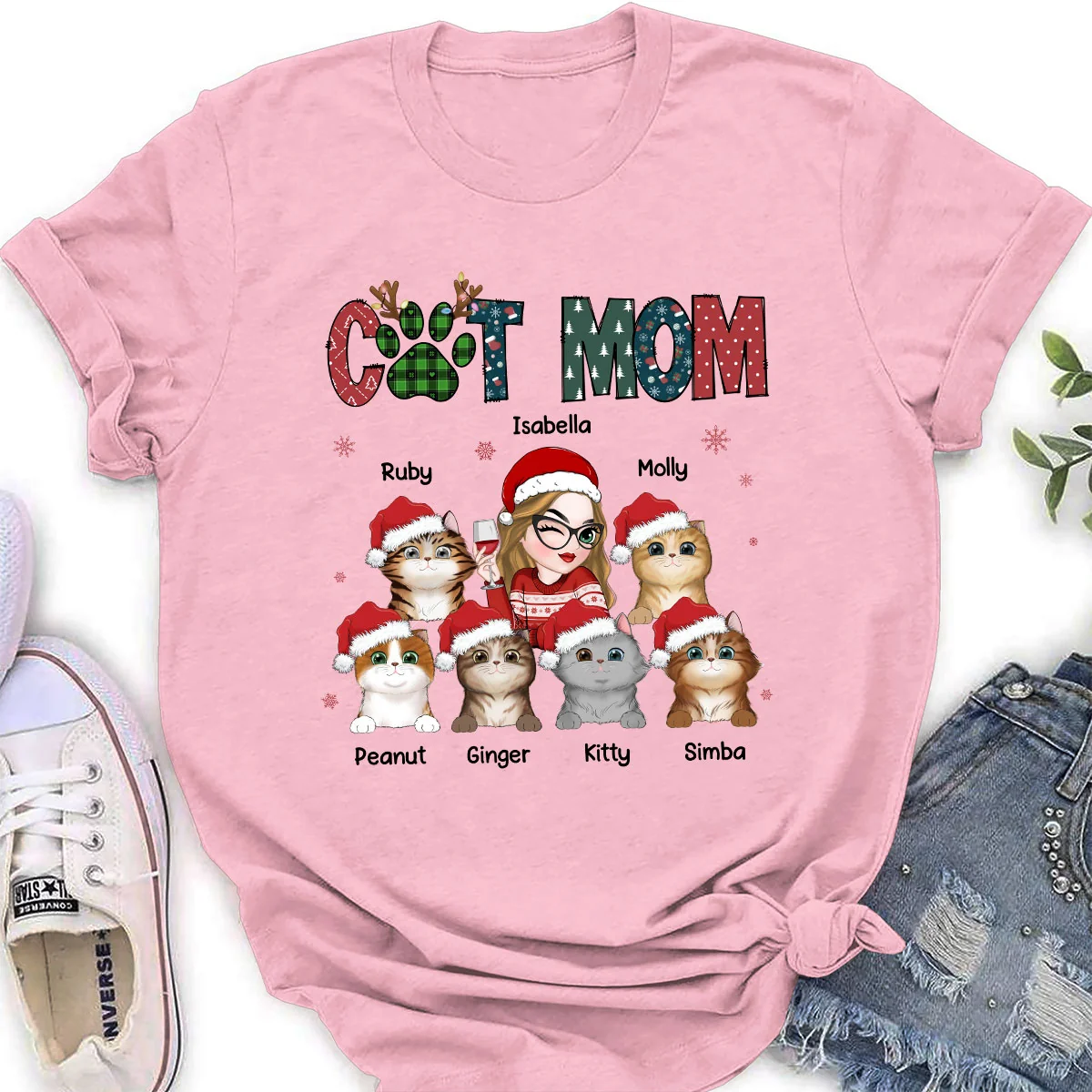 My Lovely Cat Mom - Personalized Custom Women's T-shirt - Image 4