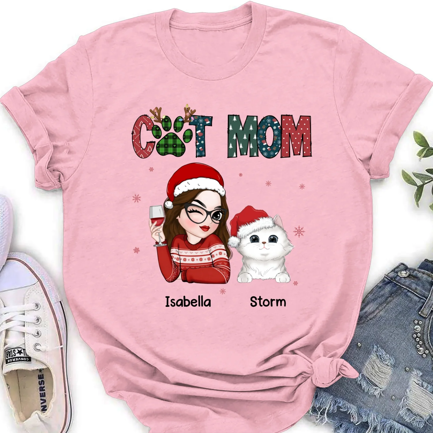 My Lovely Cat Mom - Personalized Custom Women's T-shirt - Image 7