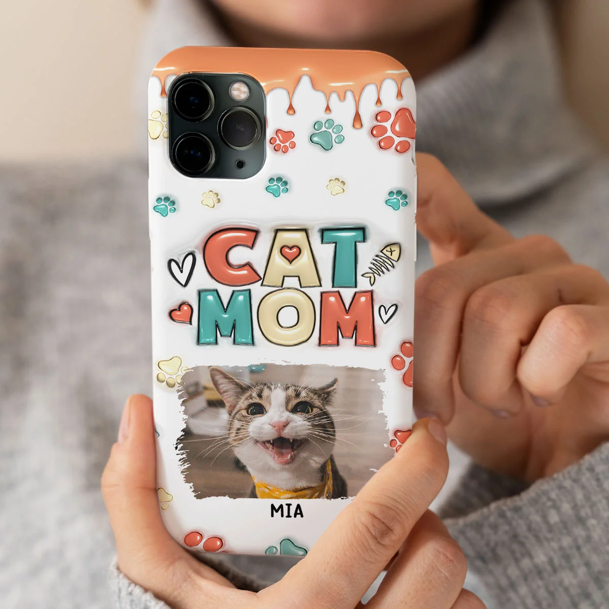 My Lovely Cat Photo - Personalized Custom 3D Inflated Effect Phone Case - Image 2