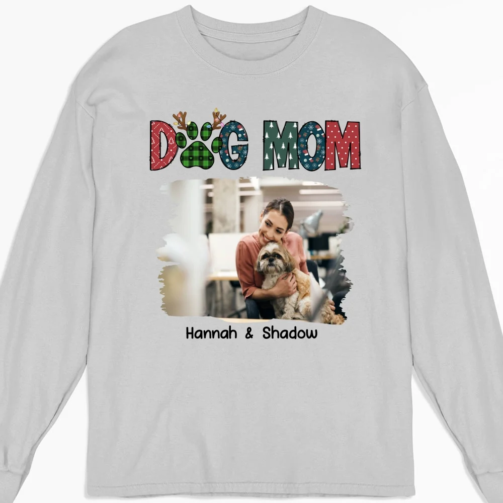 My Lovely Dog Mom Photo - Personalized Custom Long Sleeve T-shirt - Image 4