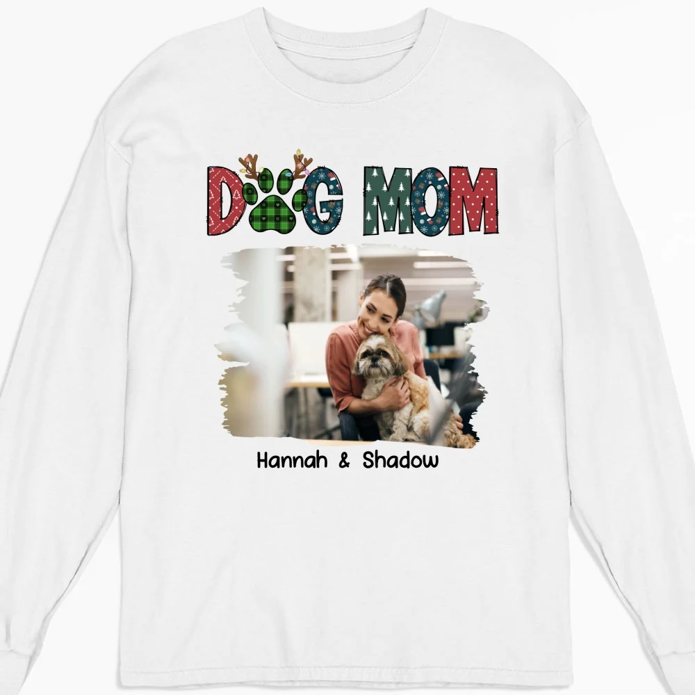 My Lovely Dog Mom Photo - Personalized Custom Long Sleeve T-shirt - Image 5