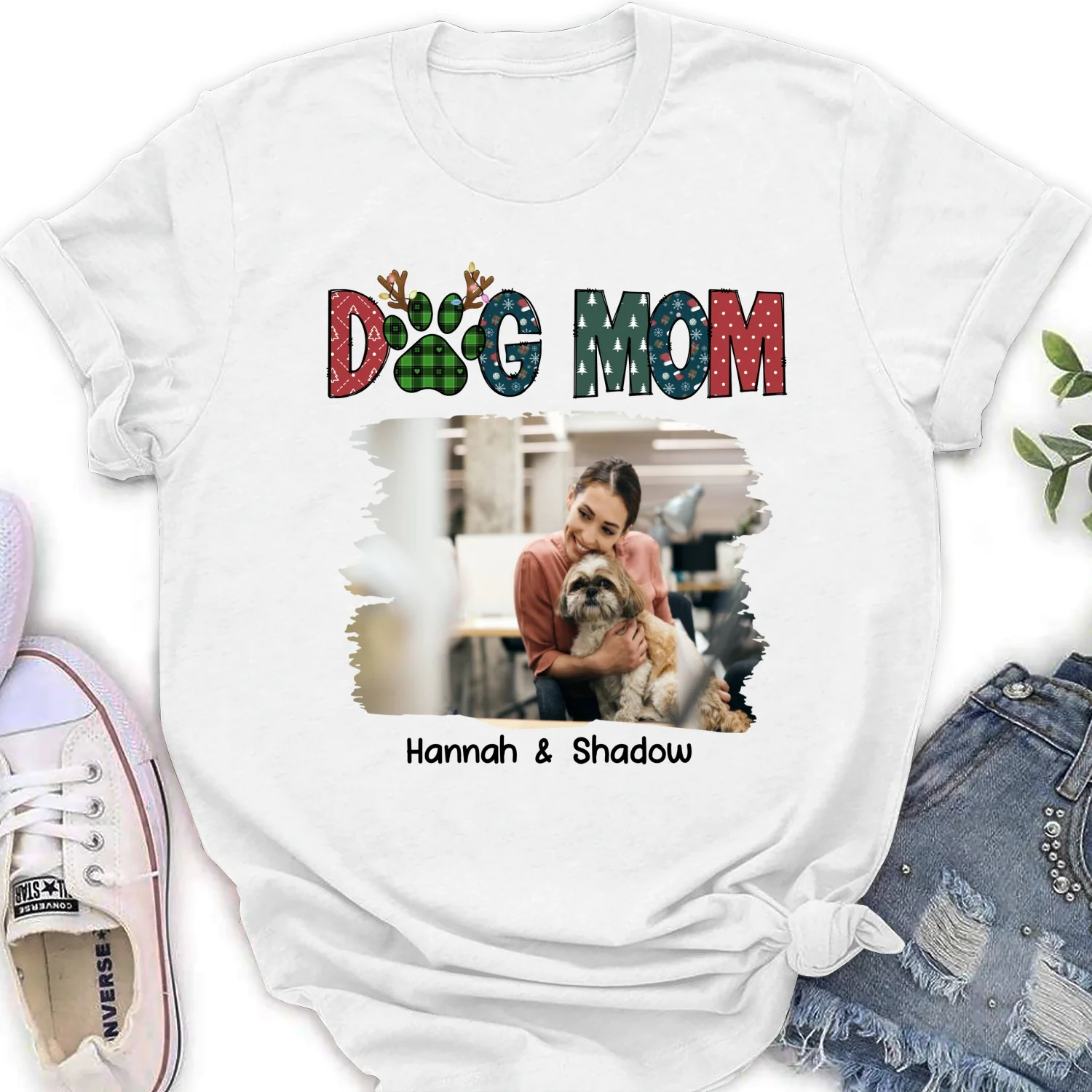 My Lovely Dog Mom Photo - Personalized Custom Women's T-shirt - Image 5