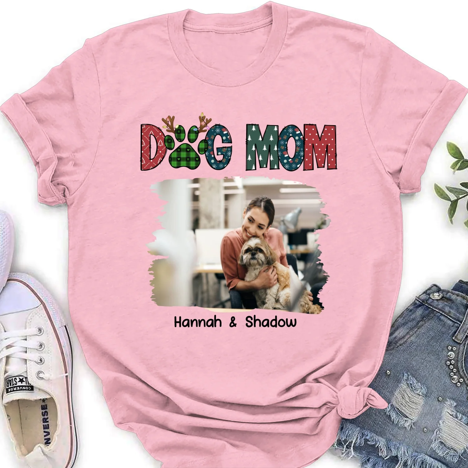 My Lovely Dog Mom Photo - Personalized Custom Women's T-shirt - Image 7