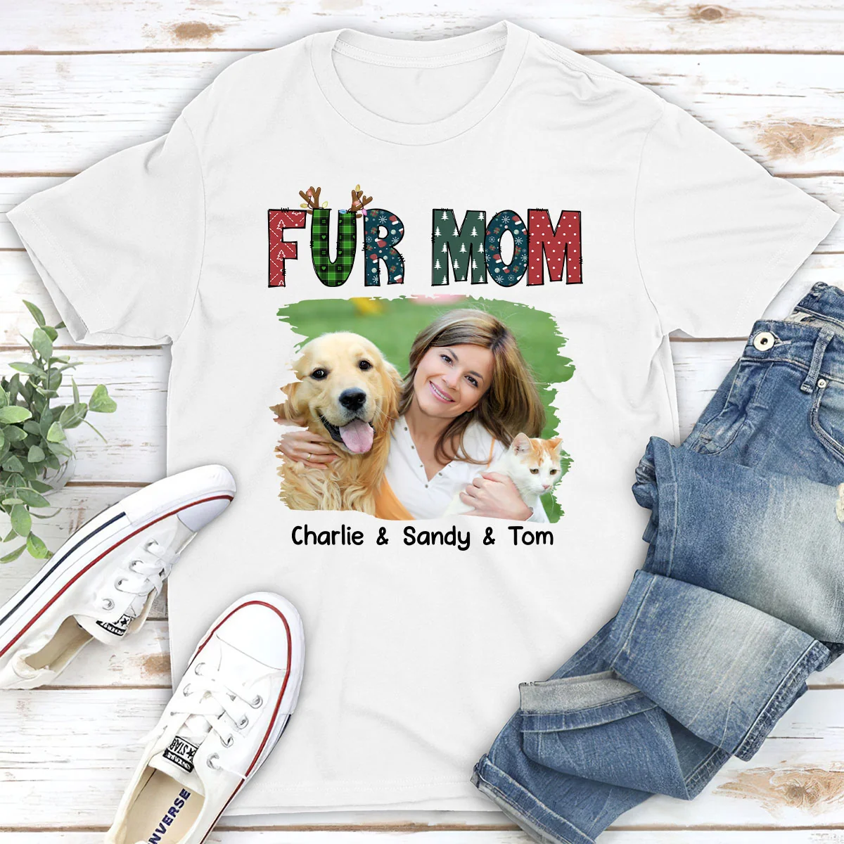 My Lovely Fur Mom Photo - Personalized Custom Unisex T-shirt - Image 2