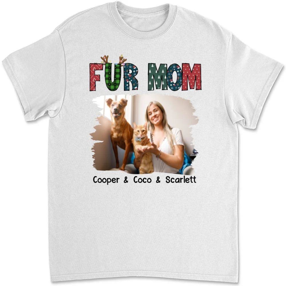 My Lovely Fur Mom Photo - Personalized Custom Unisex T-shirt - Image 5