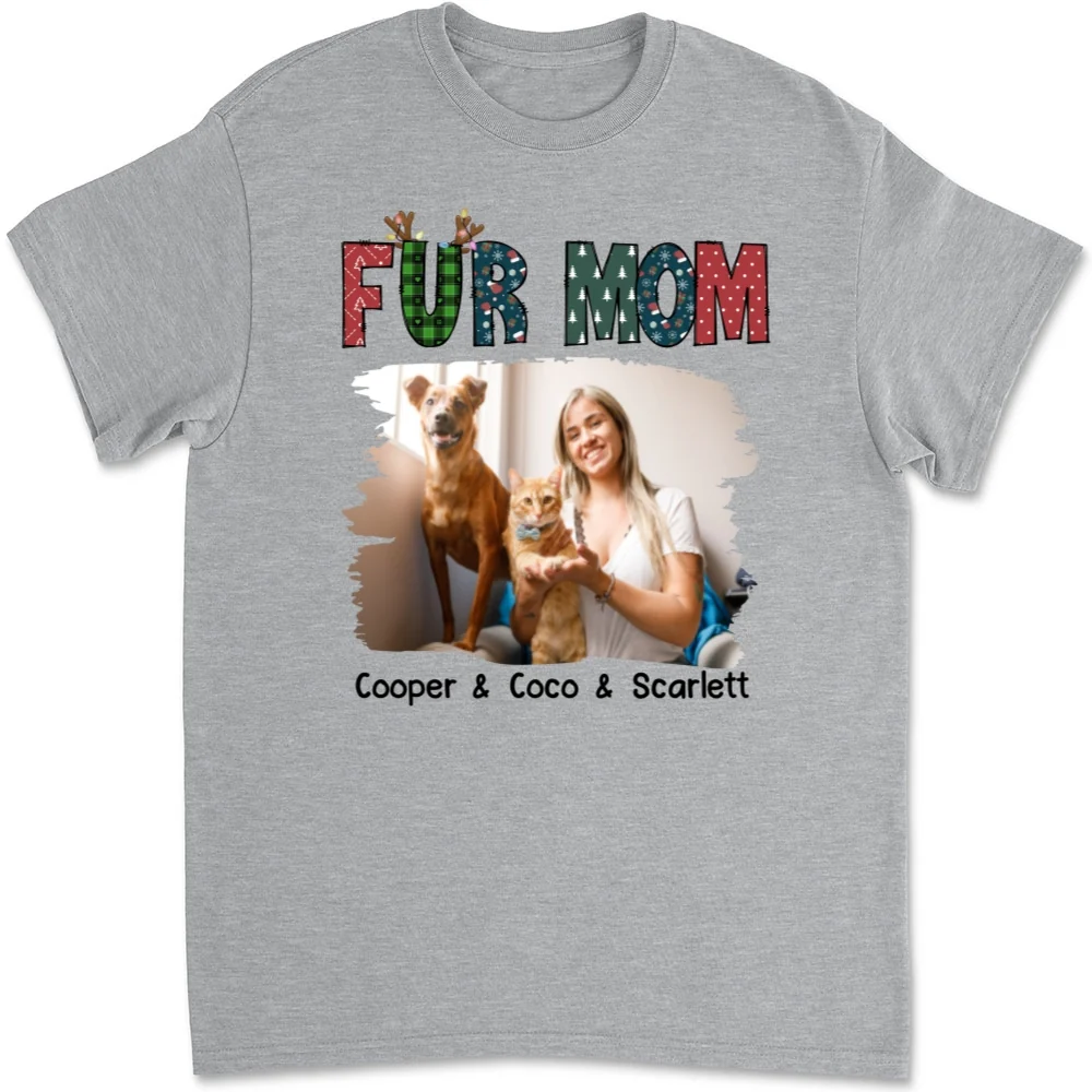 My Lovely Fur Mom Photo - Personalized Custom Unisex T-shirt - Image 6