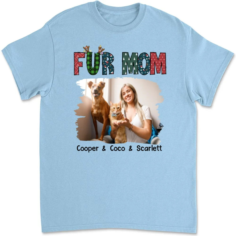 My Lovely Fur Mom Photo - Personalized Custom Unisex T-shirt - Image 8