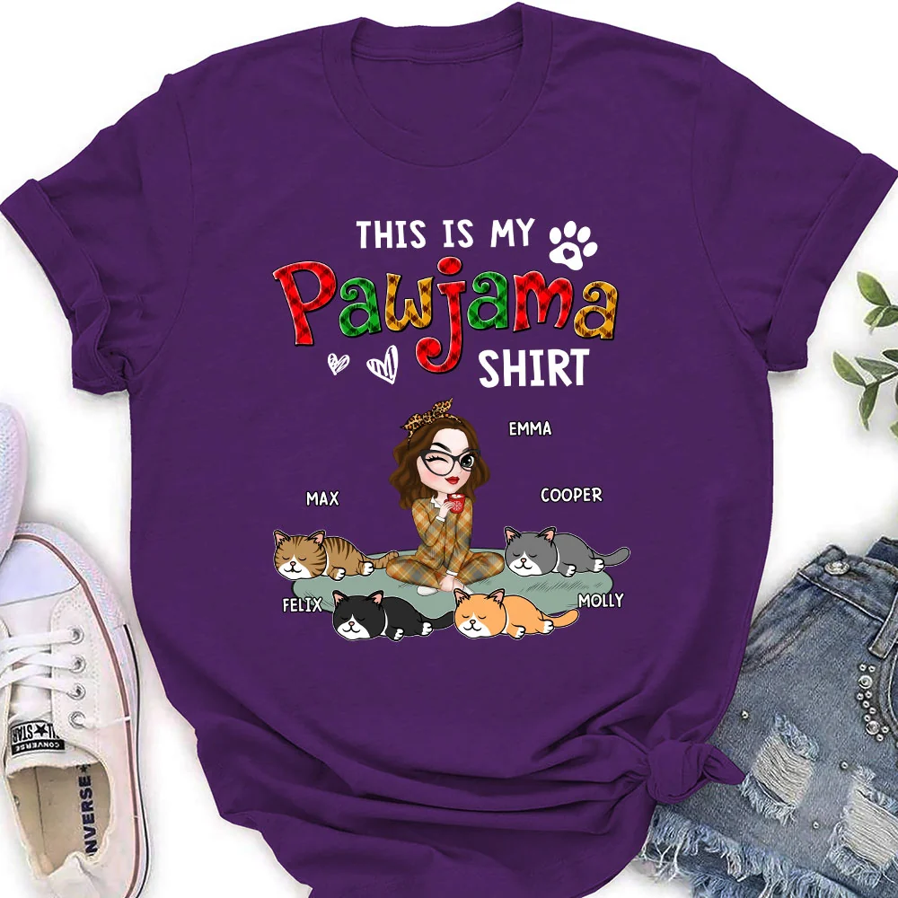 My Pawjama Shirt Cat Version 2 - Personalized Custom Women T-shirt - Image 5