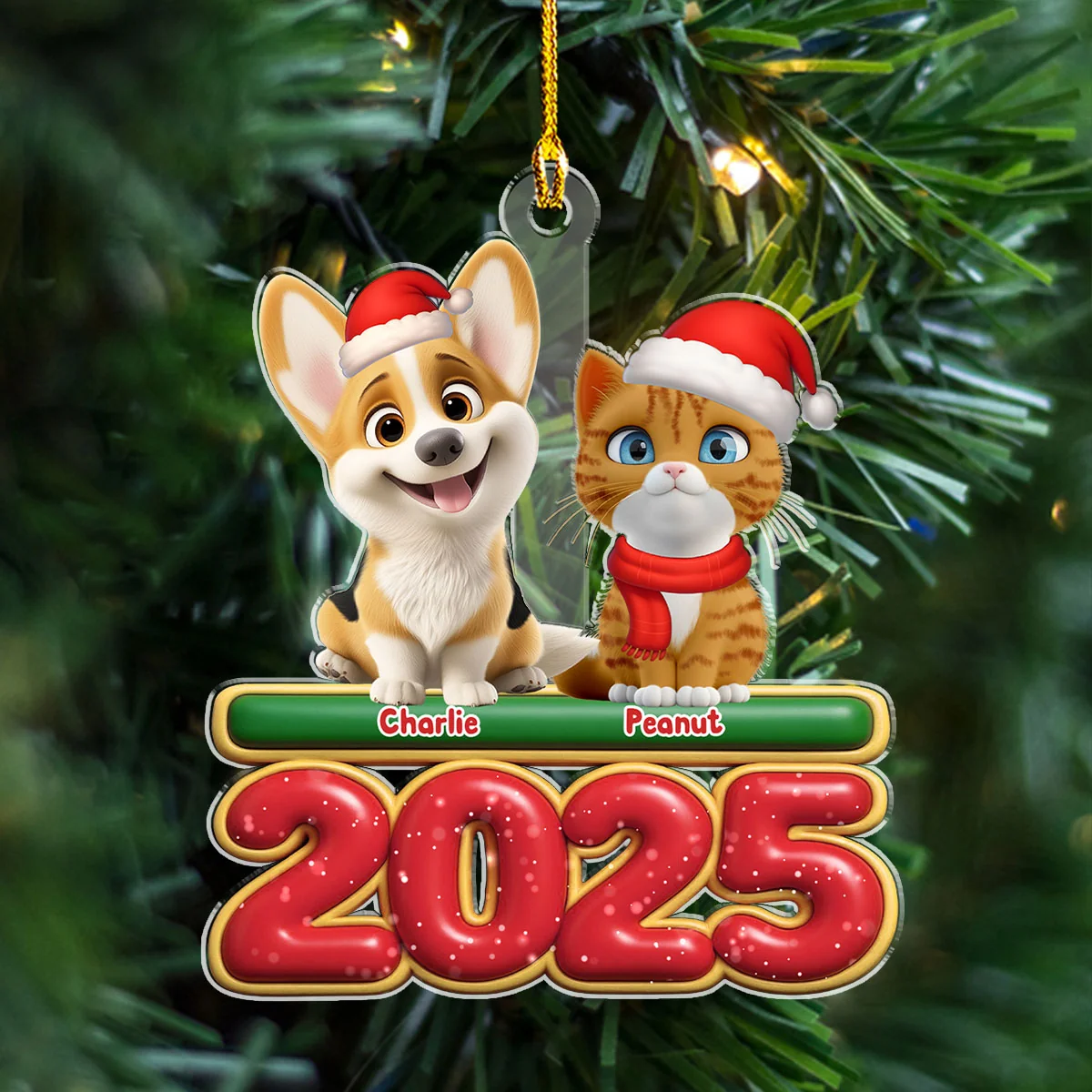 My Pet Is Here - Personalized Custom Acrylic Ornament - Image 3