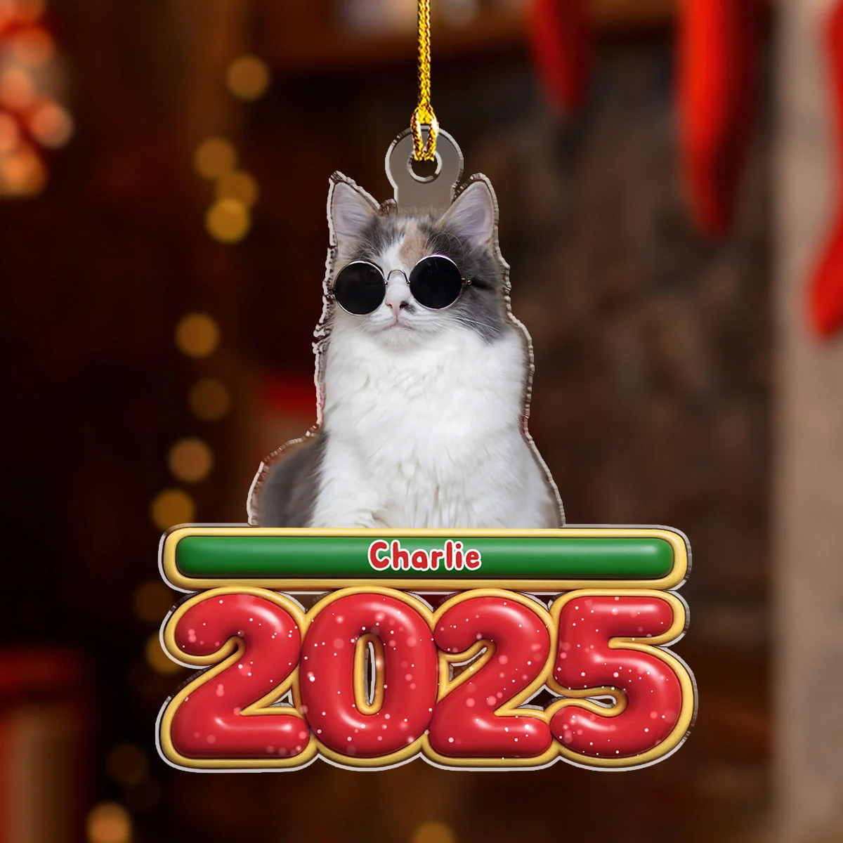 My Pet Is Here Photo - Personalized Custom Acrylic Ornament - Image 2