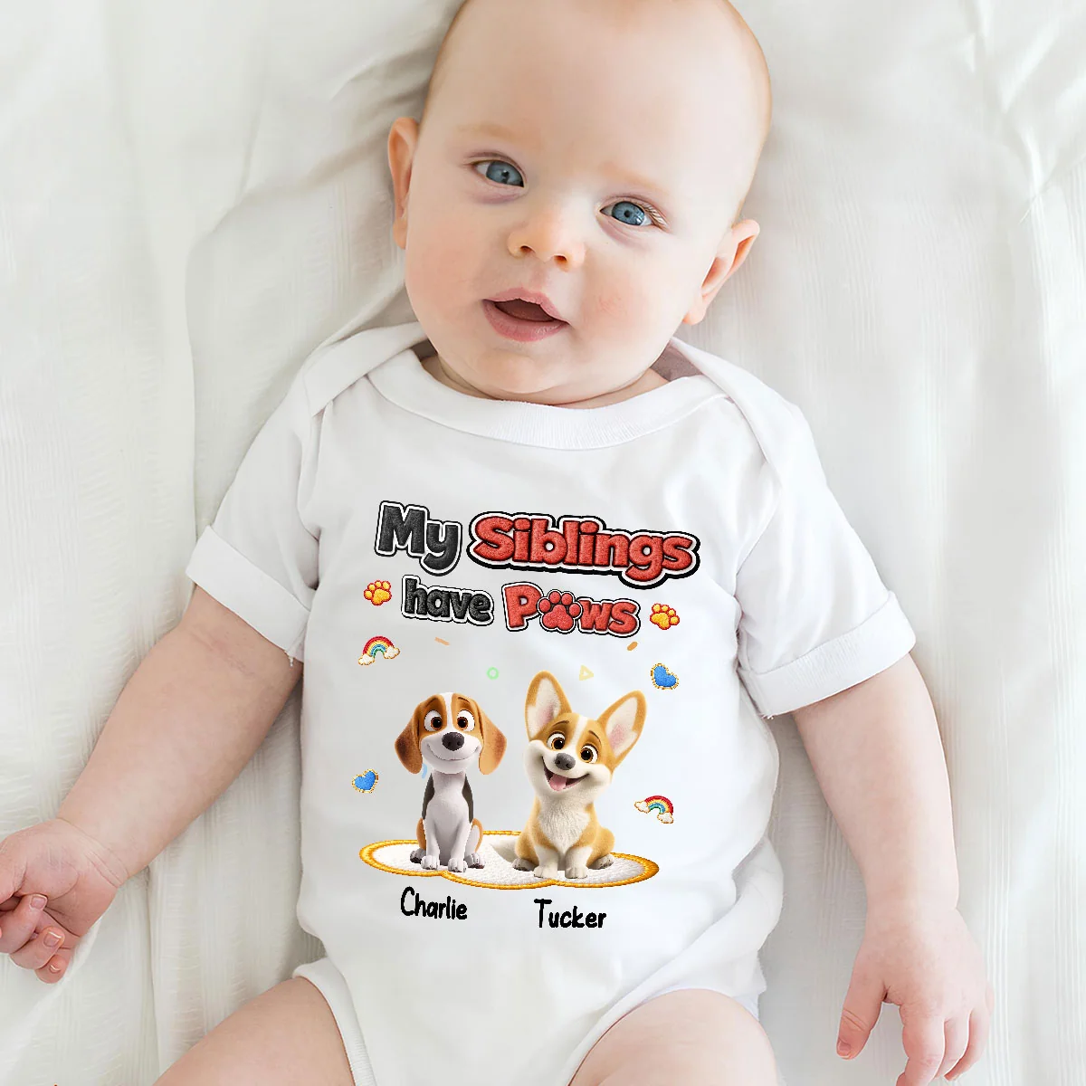 My Sibling Has Paws - Personalized Custom Baby Onesie - Image 5