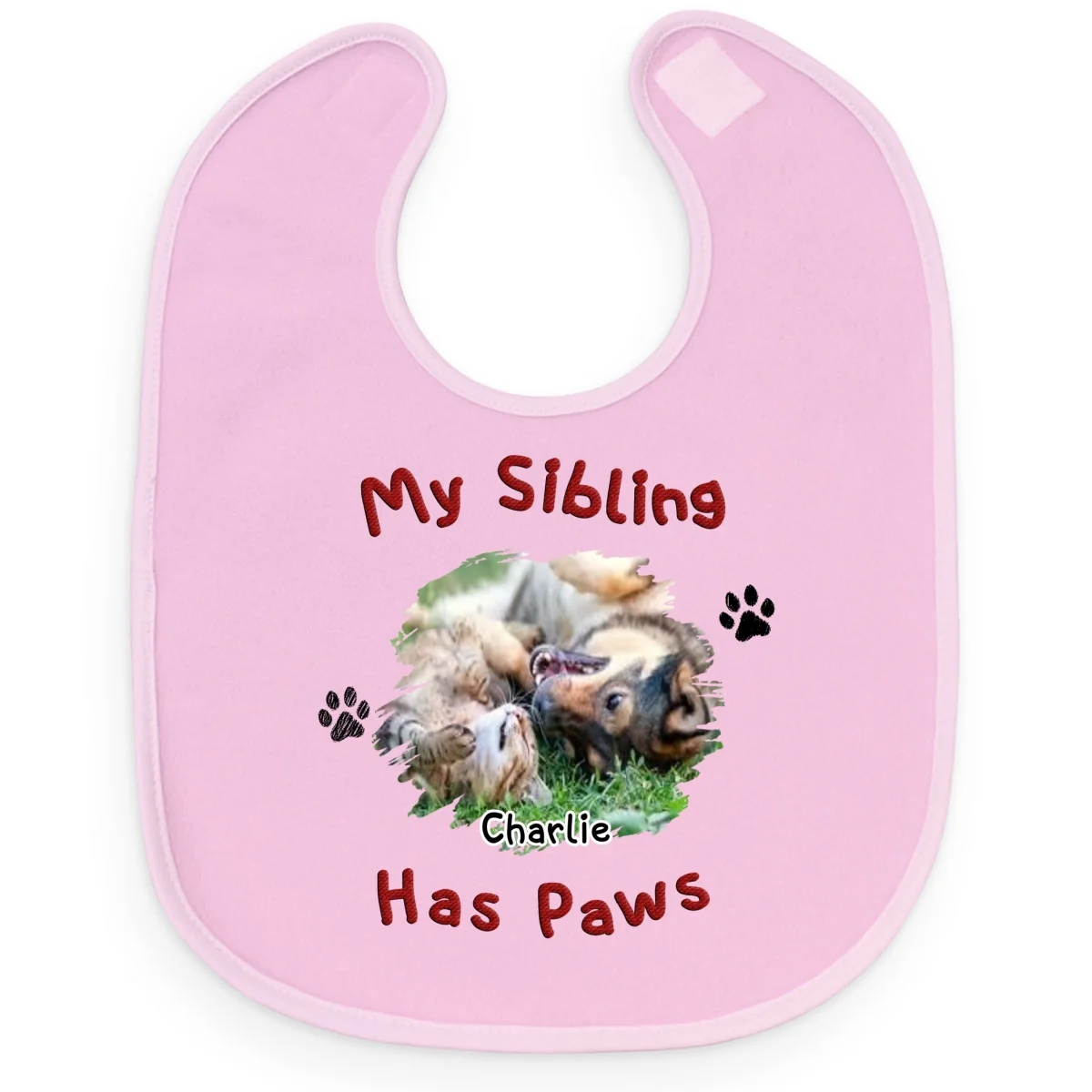 My Siblings Have Lovely Paws Photo - Personalized Custom Baby Bib - Image 4