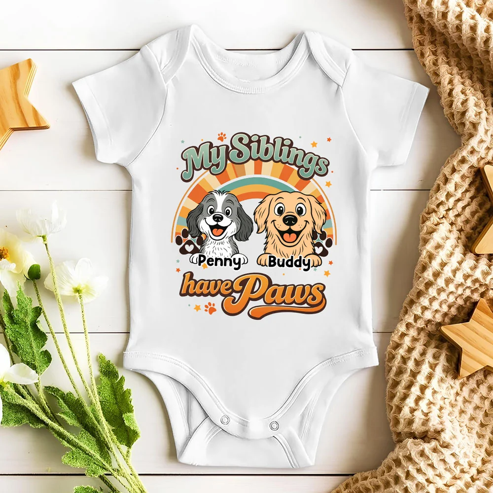 My Siblings Have Paws - Personalized Custom Baby Onesie - Image 3