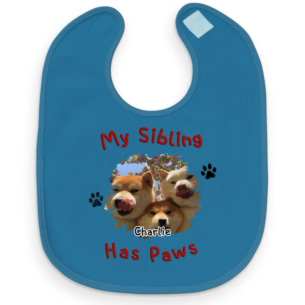 My Siblings Have Paws Photo - Personalized Custom Baby Bib - Image 5