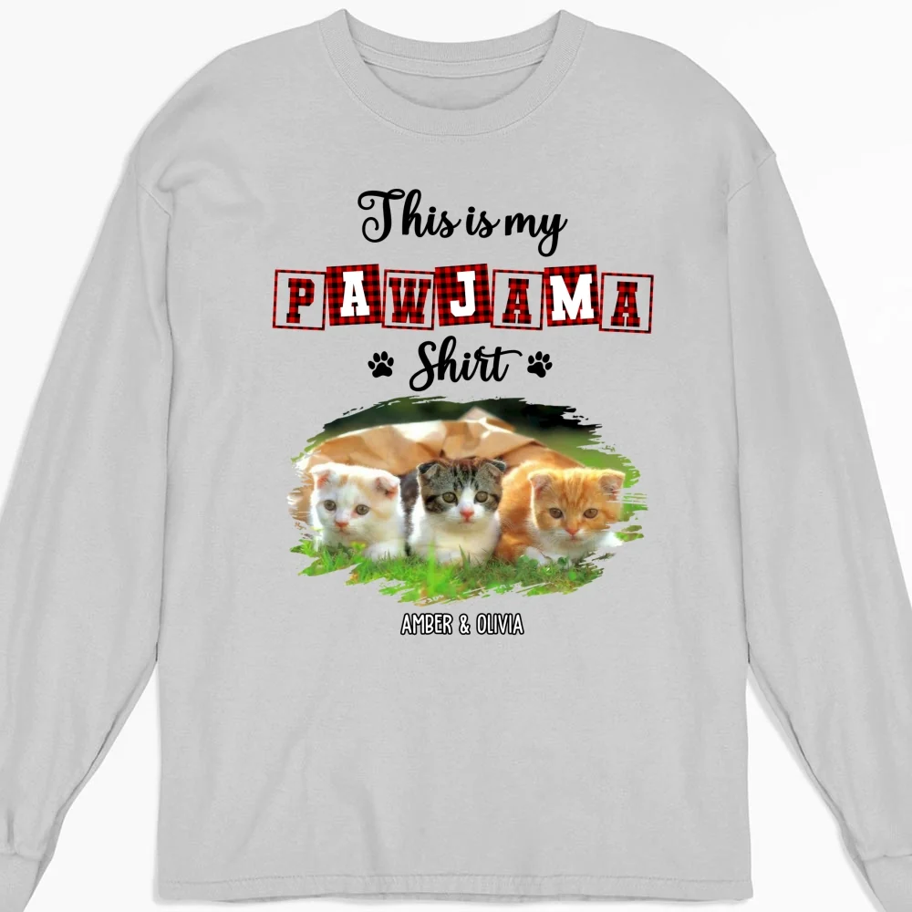 My Sleepshirt Ver Cat 2 Photo - Personalized Custom Long Sleeve T-Shirt - Image 3
