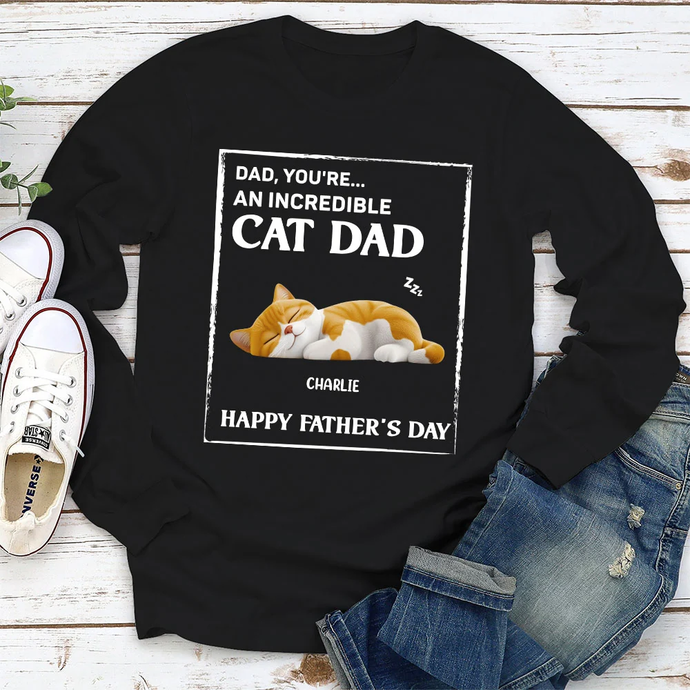 My Supper Cool Cat Dad - Personalized Custom Long Sleeve T-shirt - Image 2