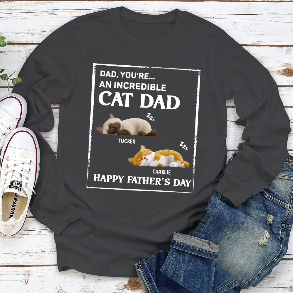 My Supper Cool Cat Dad - Personalized Custom Long Sleeve T-shirt - Image 5