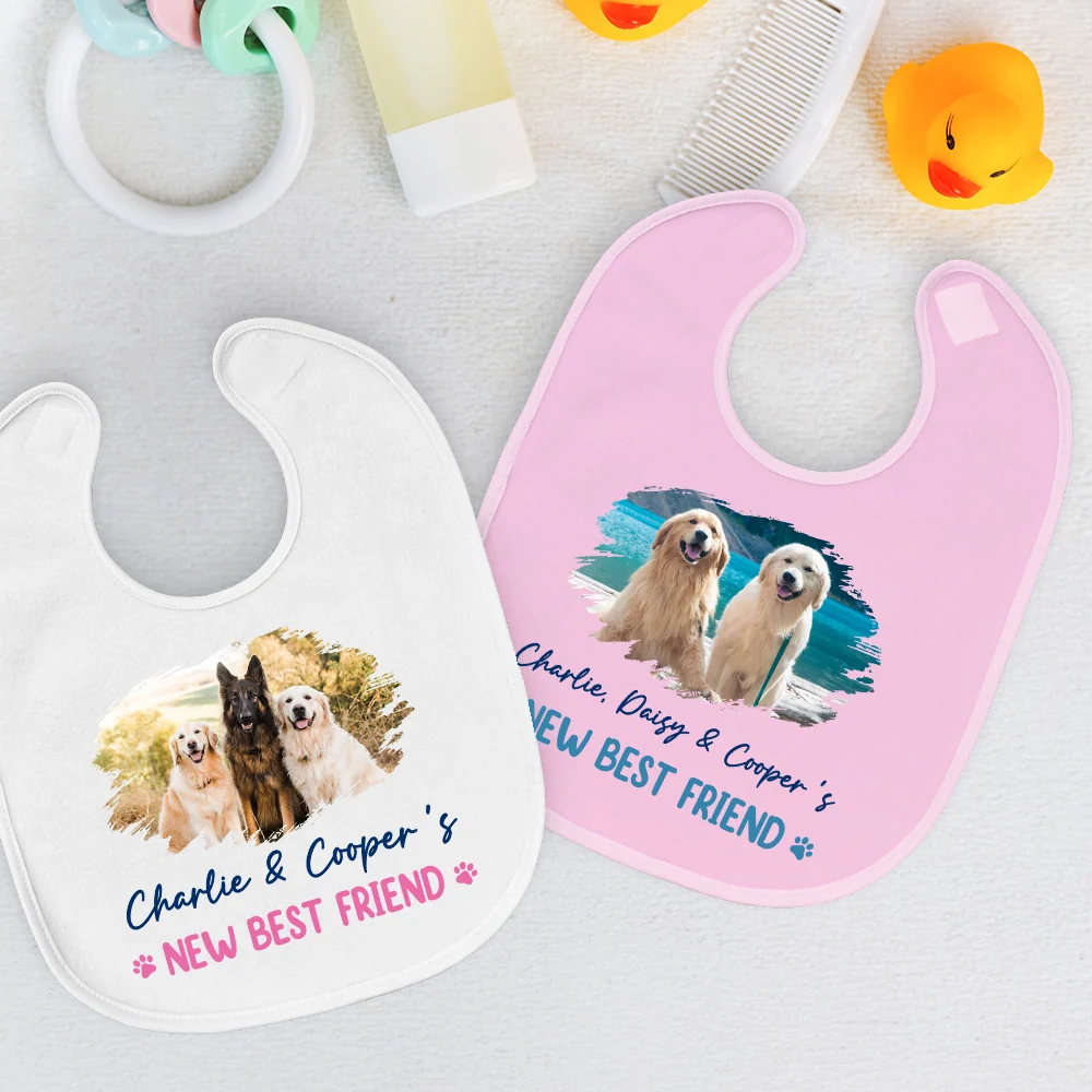 New Best Friend Photo - Personalized Custom Baby Bib - Image 2