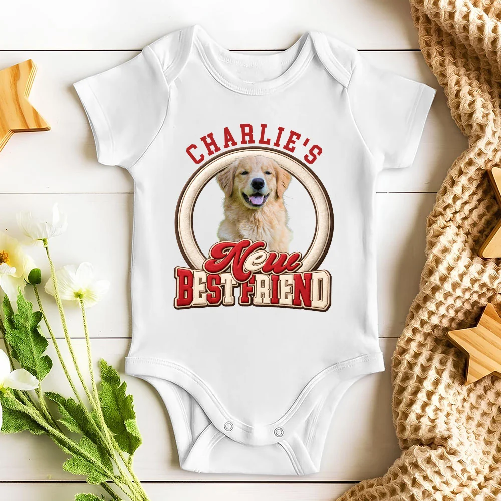 New Best Friend Photo - Personalized Custom Baby Onesie - Image 3