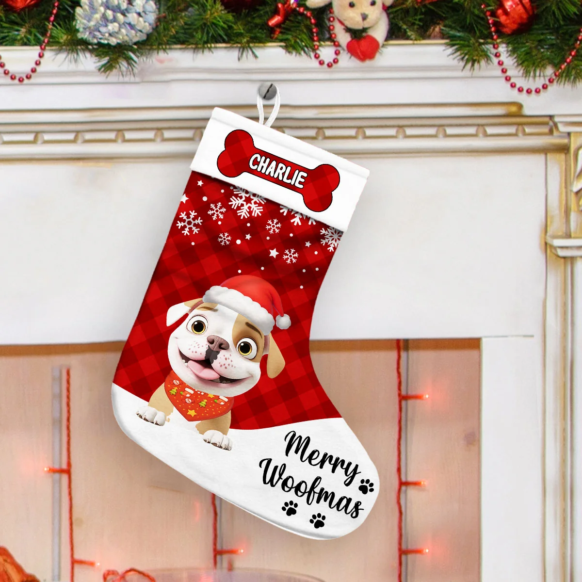 New Dog Merry Woofmas - Personalized Custom Christmas Stocking - Image 2