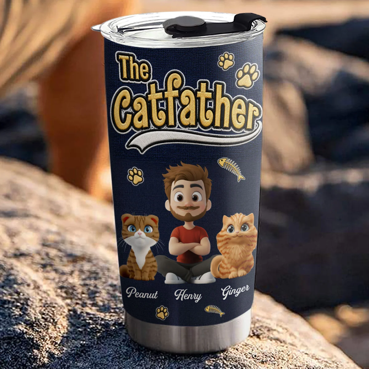 New Effect Cool Cat Father - Personalized Custom Tumbler - Image 4