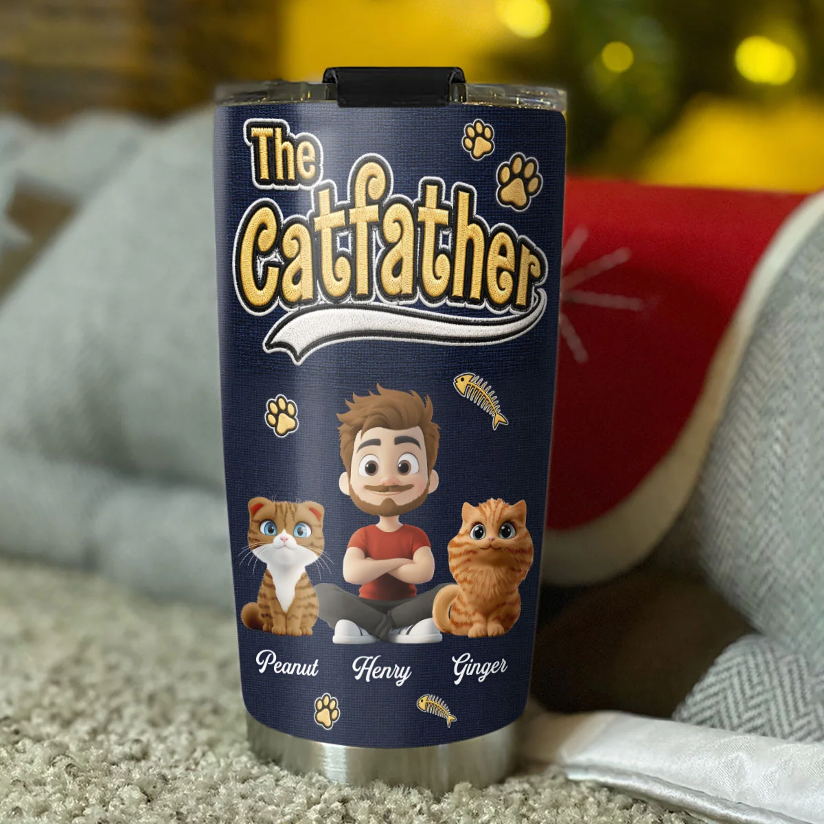 New Effect Cool Cat Father - Personalized Custom Tumbler - Image 5