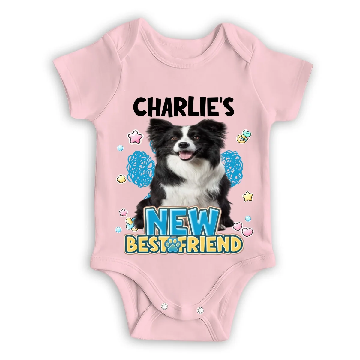New Friends Photo - Personalized Custom Baby Onesie - Image 5