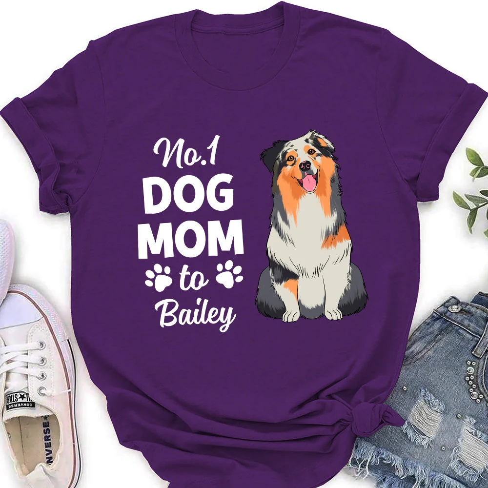 No.1 Dog Mom - Personalized Custom Women's T-shirt - Image 3