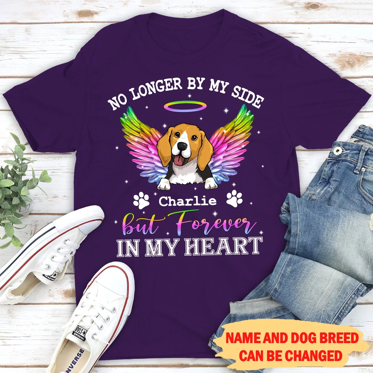 No Longer By My Side But Forever In My Heart - Personalized Custom Unisex T-shirt - Image 4