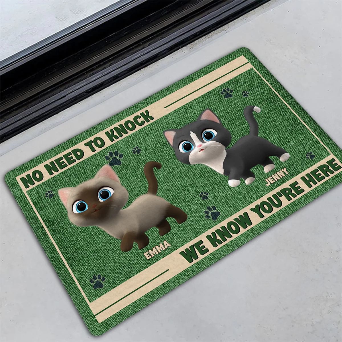 No Need To Knock Cat Version 2 - Personalized Custom Doormat - Image 3