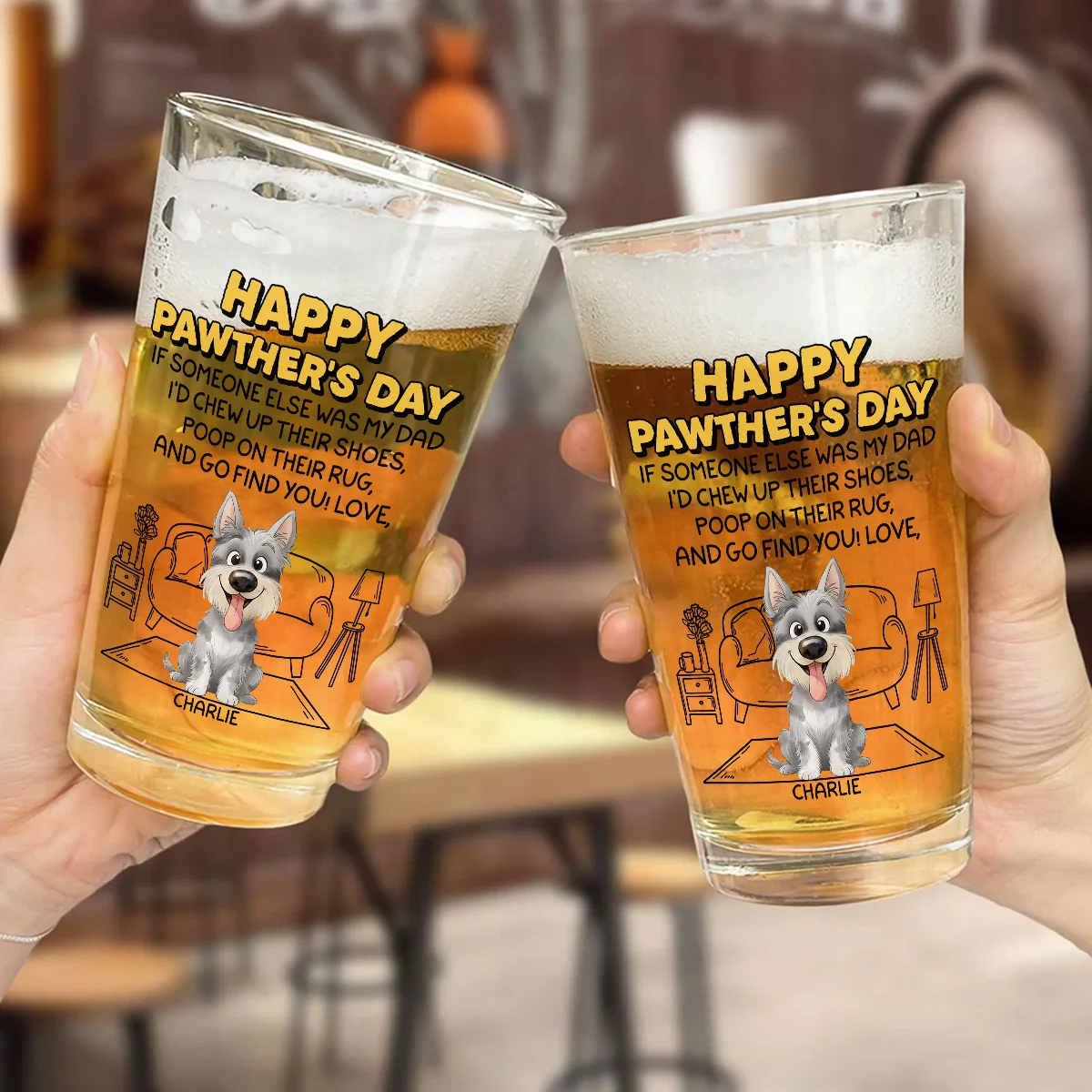 No One Can Be Parent Better Than You - Personalized Custom Beer Glass - Image 5