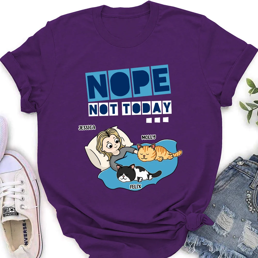 Nope Not Today Sleeping Cat - Personalized Custom Women's T-shirt - Image 3
