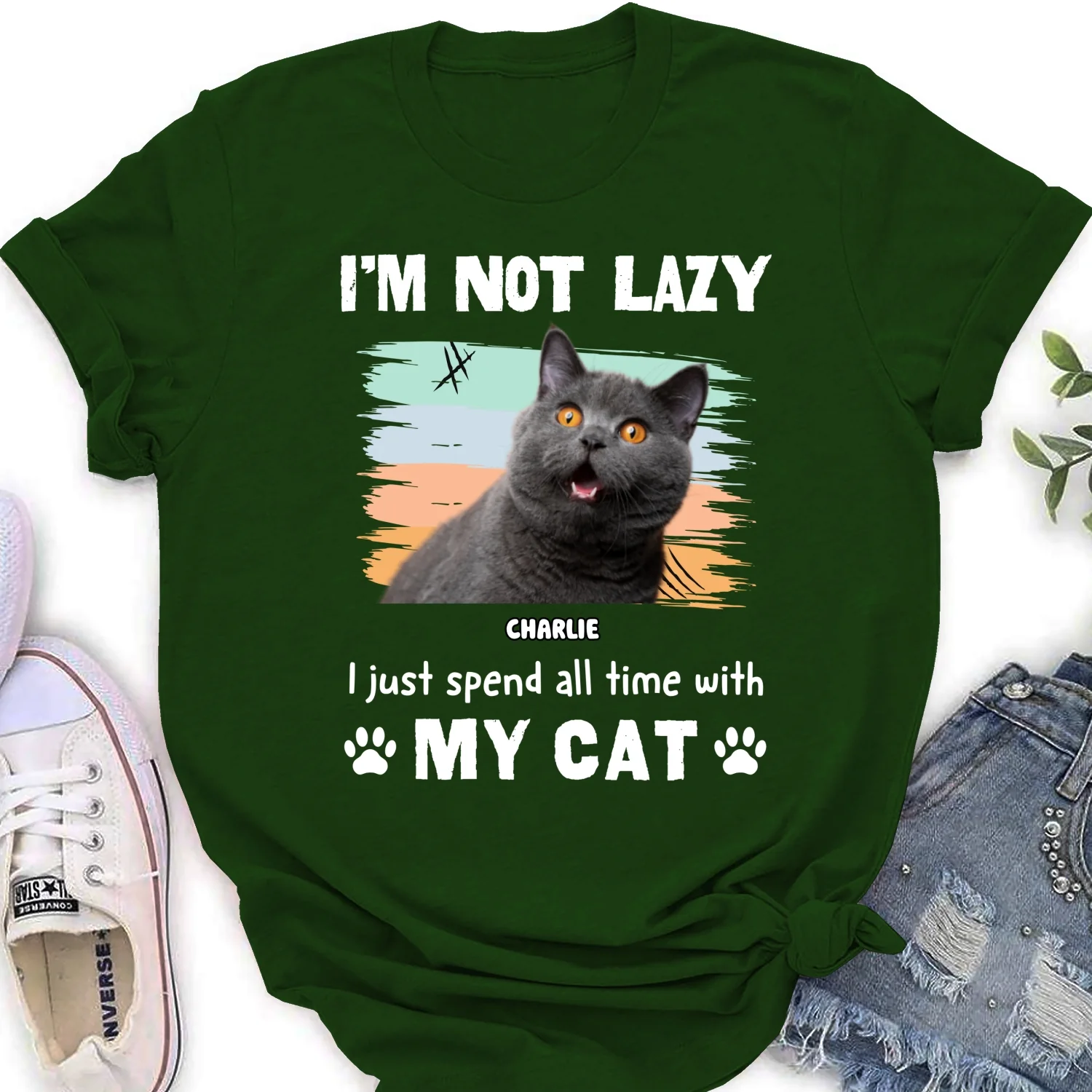 Not Lazy But Do Not Care Photo- Personalized Custom Women's T-shirt - Image 4