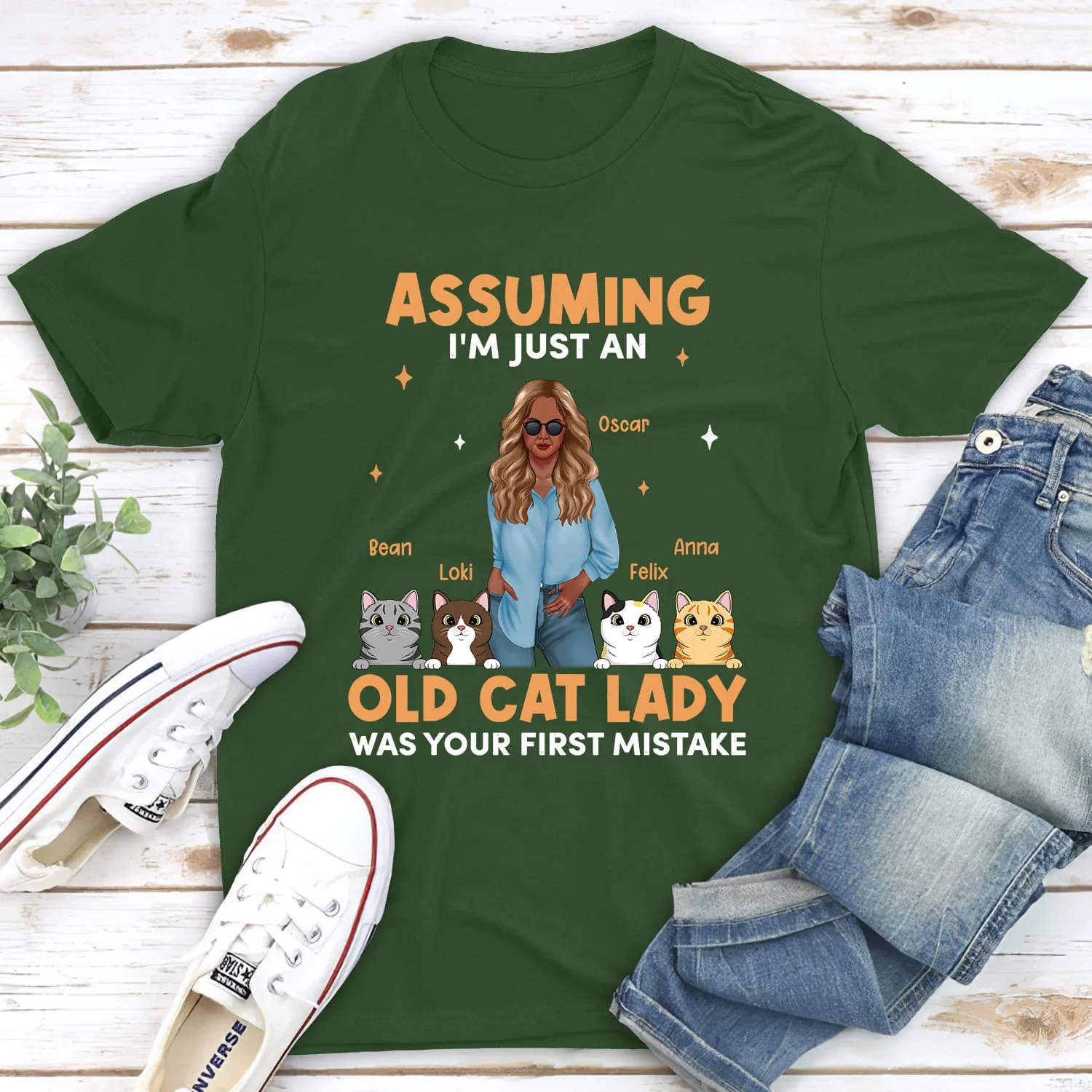 Old Cat Lady - Personalized Custom Unisex T-shirt - Image 6