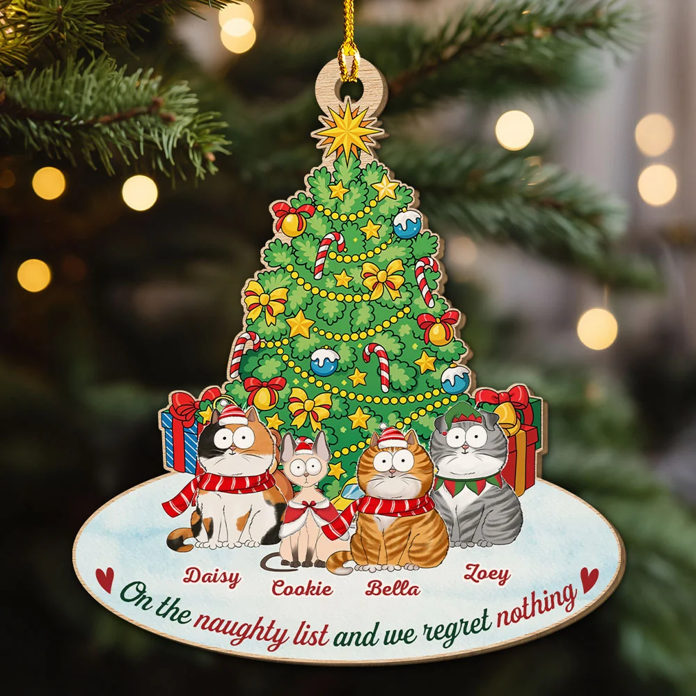 On The Naughty List - Personalized Custom Wood Ornament - Image 4