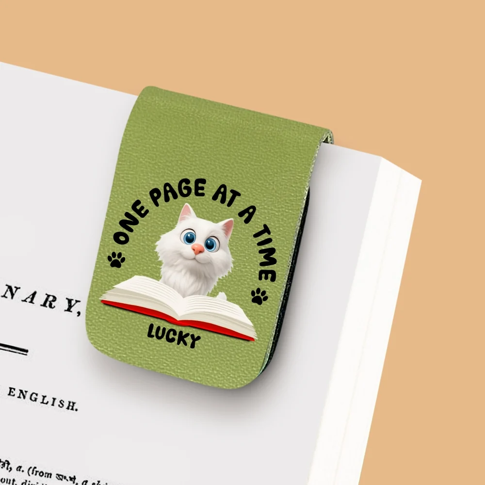One Page Once With Cat - Personalized Custom Leather Bookmark - Image 9