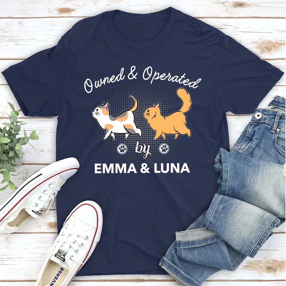Operated By Cats - Personalized Custom Unisex T-Shirt - Image 2
