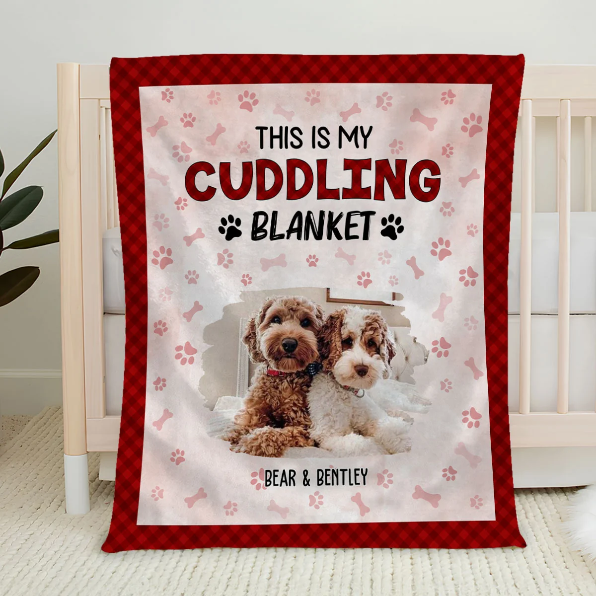 Our Baby Dogs Cuddling Blanket Photo - Personalized Custom Fleece Blanket - Image 2