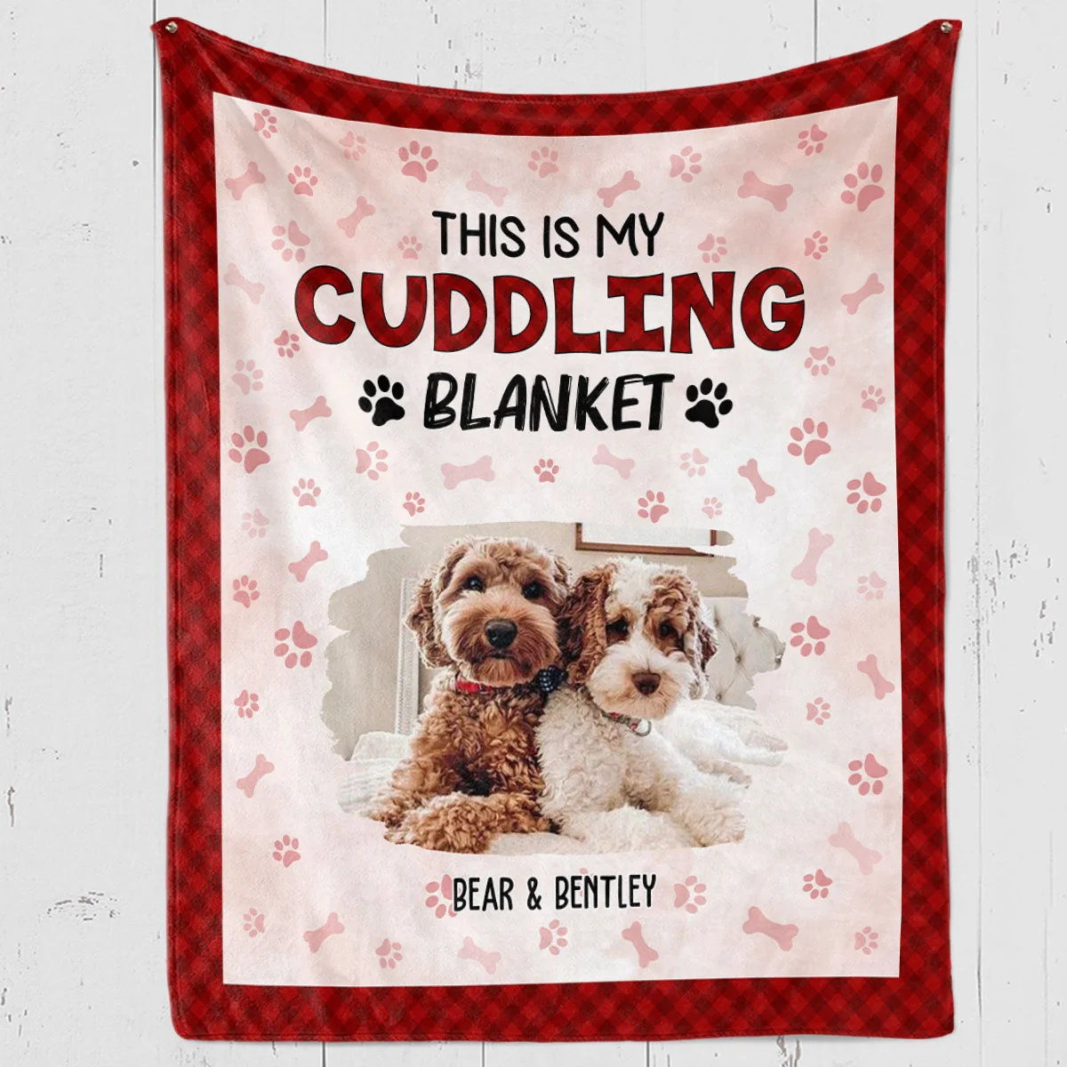 Our Baby Dogs Cuddling Blanket Photo - Personalized Custom Fleece Blanket - Image 3