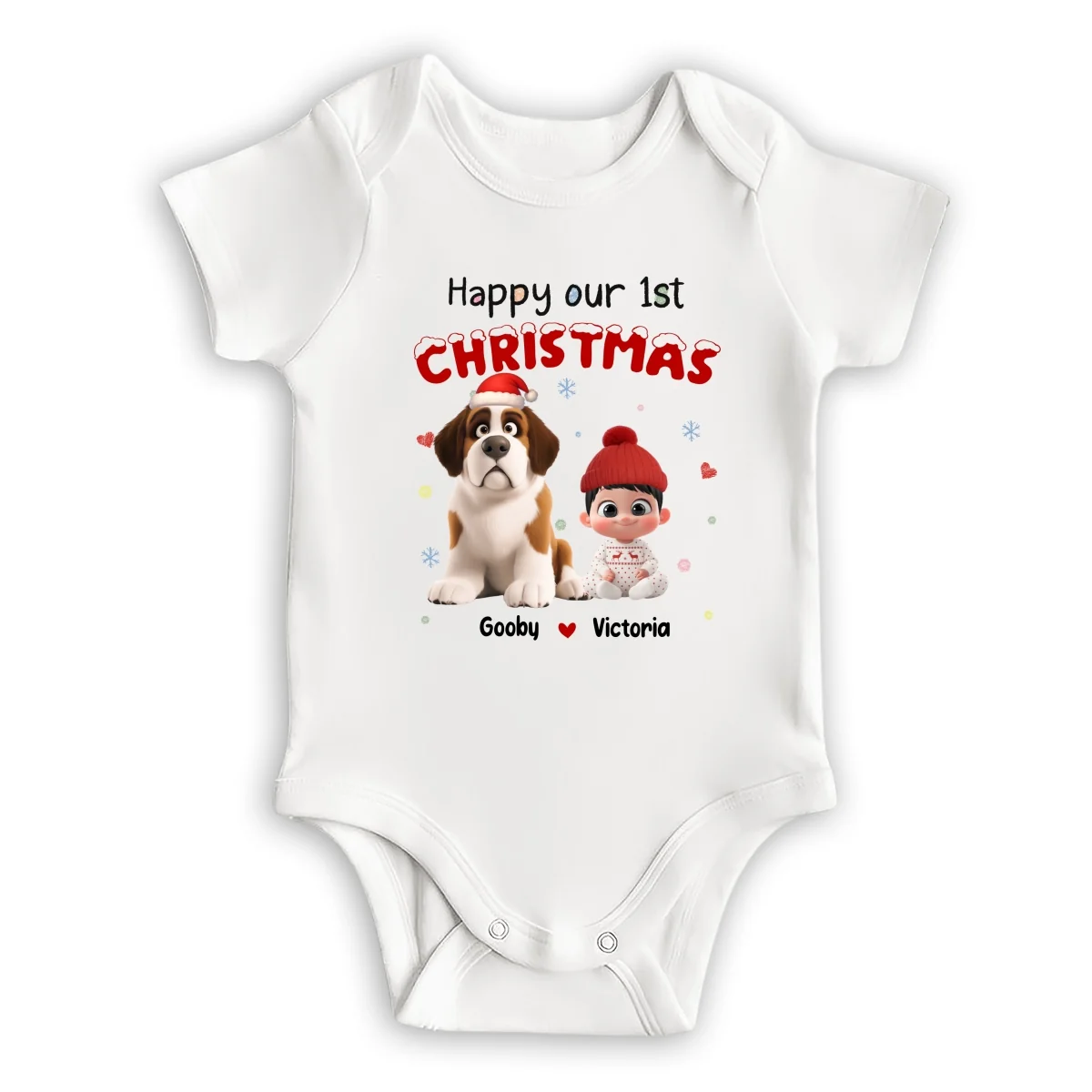 Our Christmas With New Friends - Personalized Custom Baby Onesie - Image 6