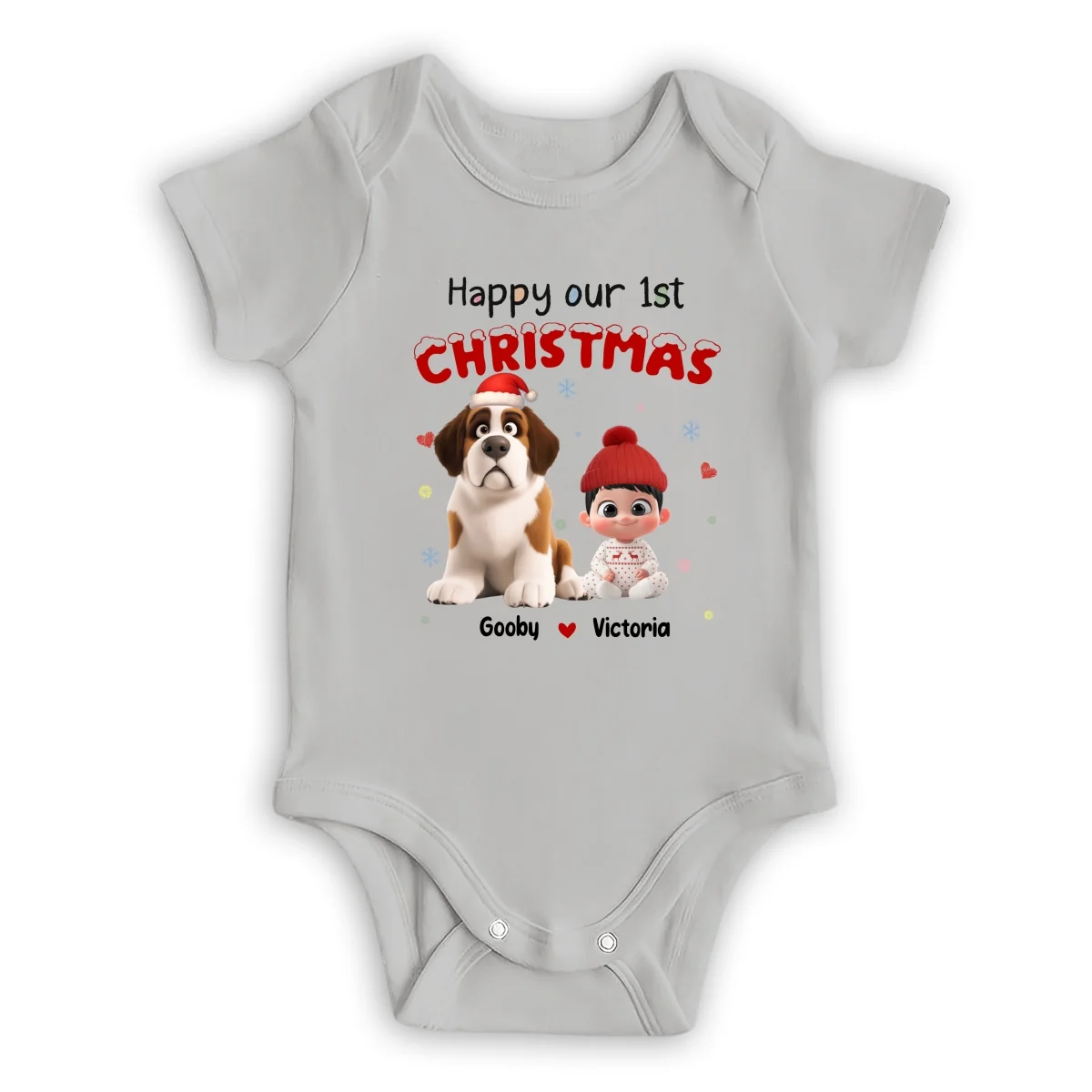 Our Christmas With New Friends - Personalized Custom Baby Onesie - Image 7