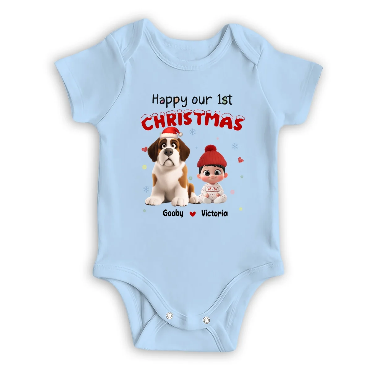 Our Christmas With New Friends - Personalized Custom Baby Onesie - Image 8