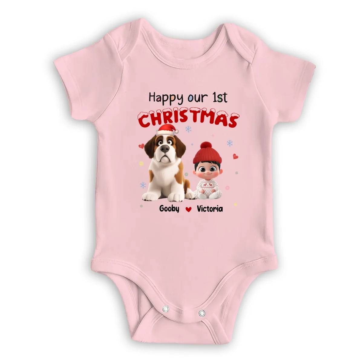Our Christmas With New Friends - Personalized Custom Baby Onesie - Image 9
