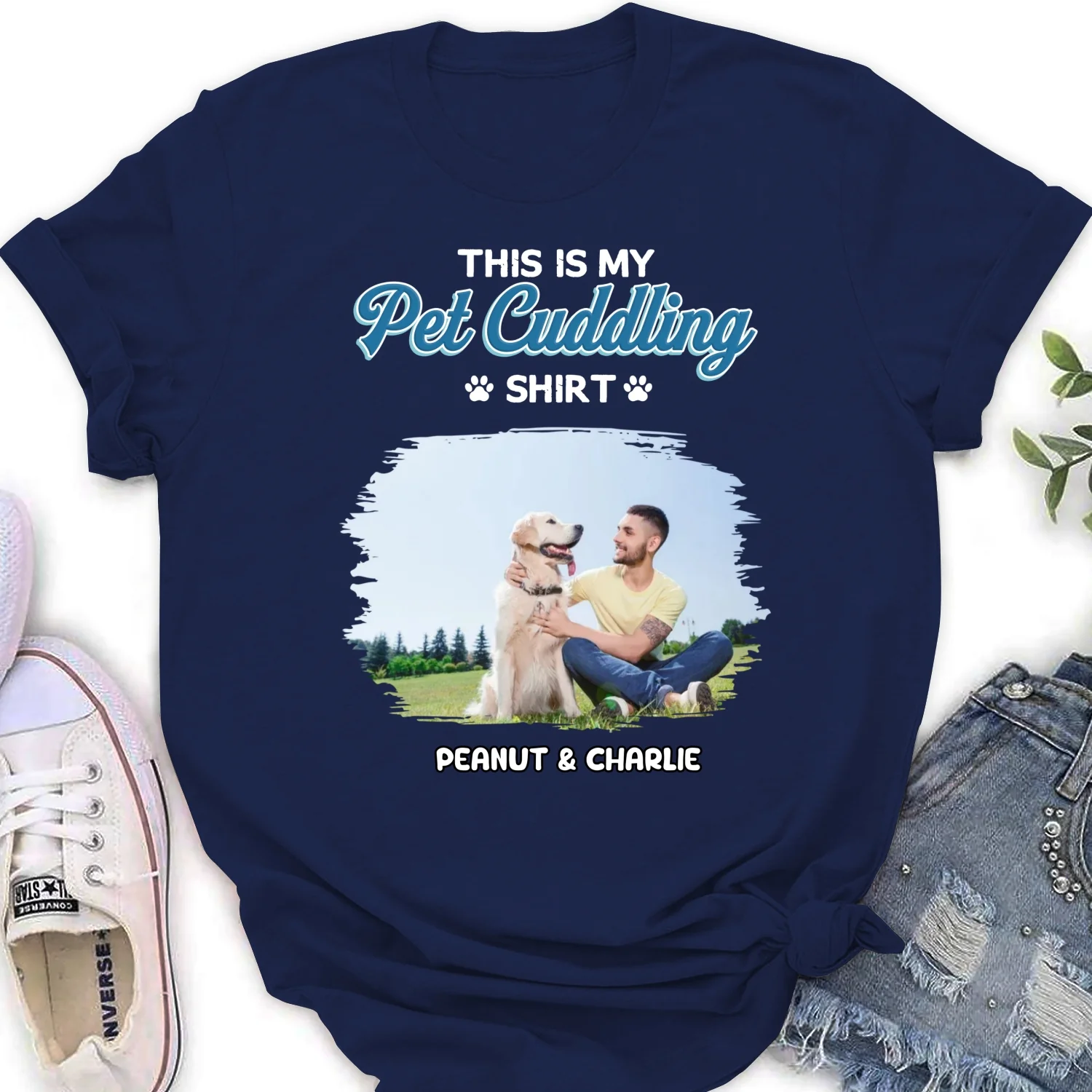 Our Cudding Cute Shirt Ver Pet Photo - Personalized Custom Women's T-Shirt - Image 3