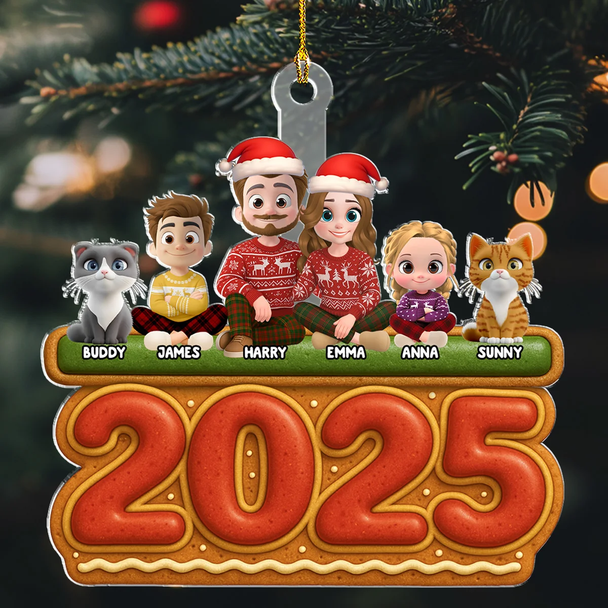 Our Family Cookies Cat Version - Personalized Custom Acrylic Ornament
