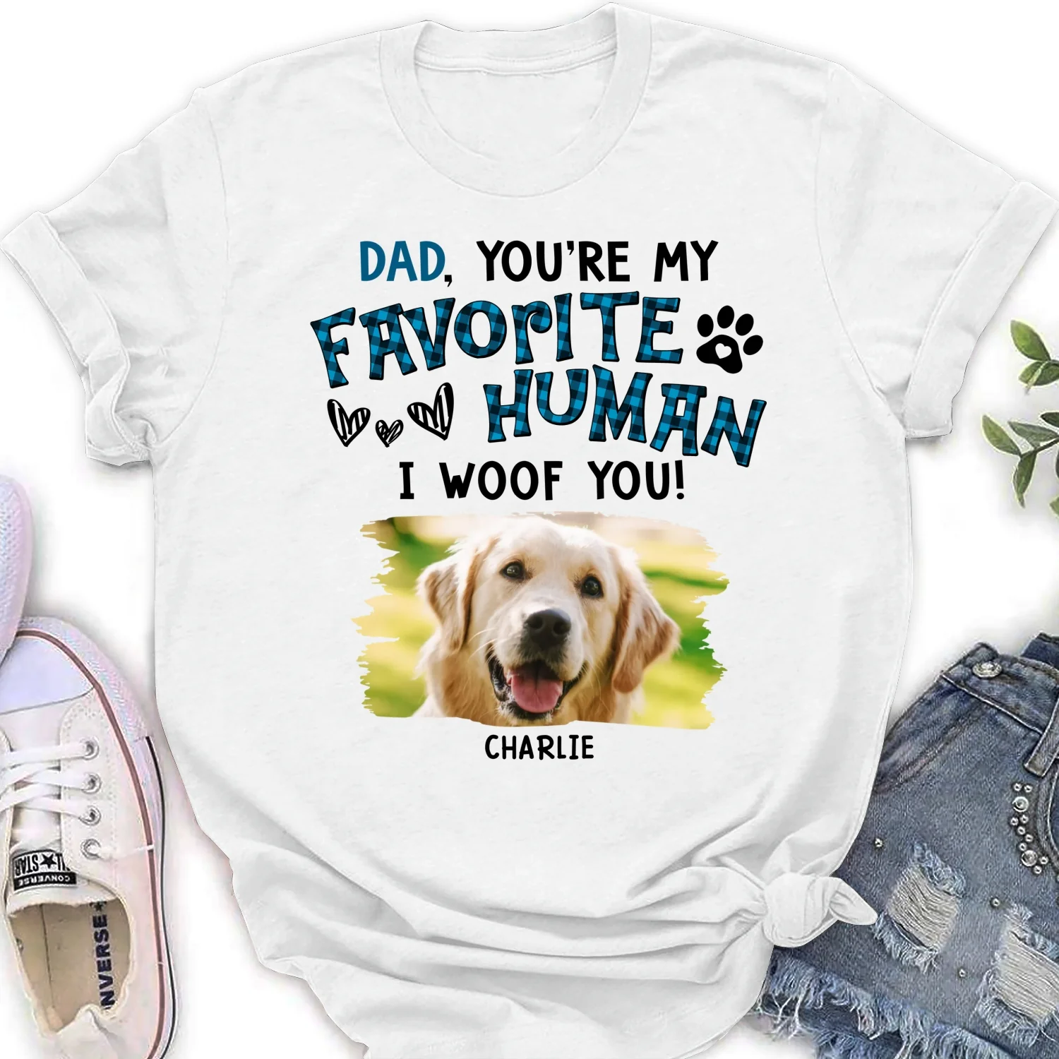 Our Favorite Dog Mom Dad Photo - Personalized Custom Women's T-shirt - Image 2