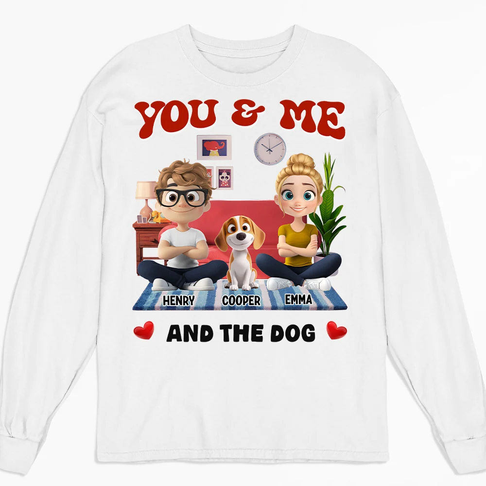 Our Happy Family With Dog - Personalized Custom Long Sleeve T-Shirt