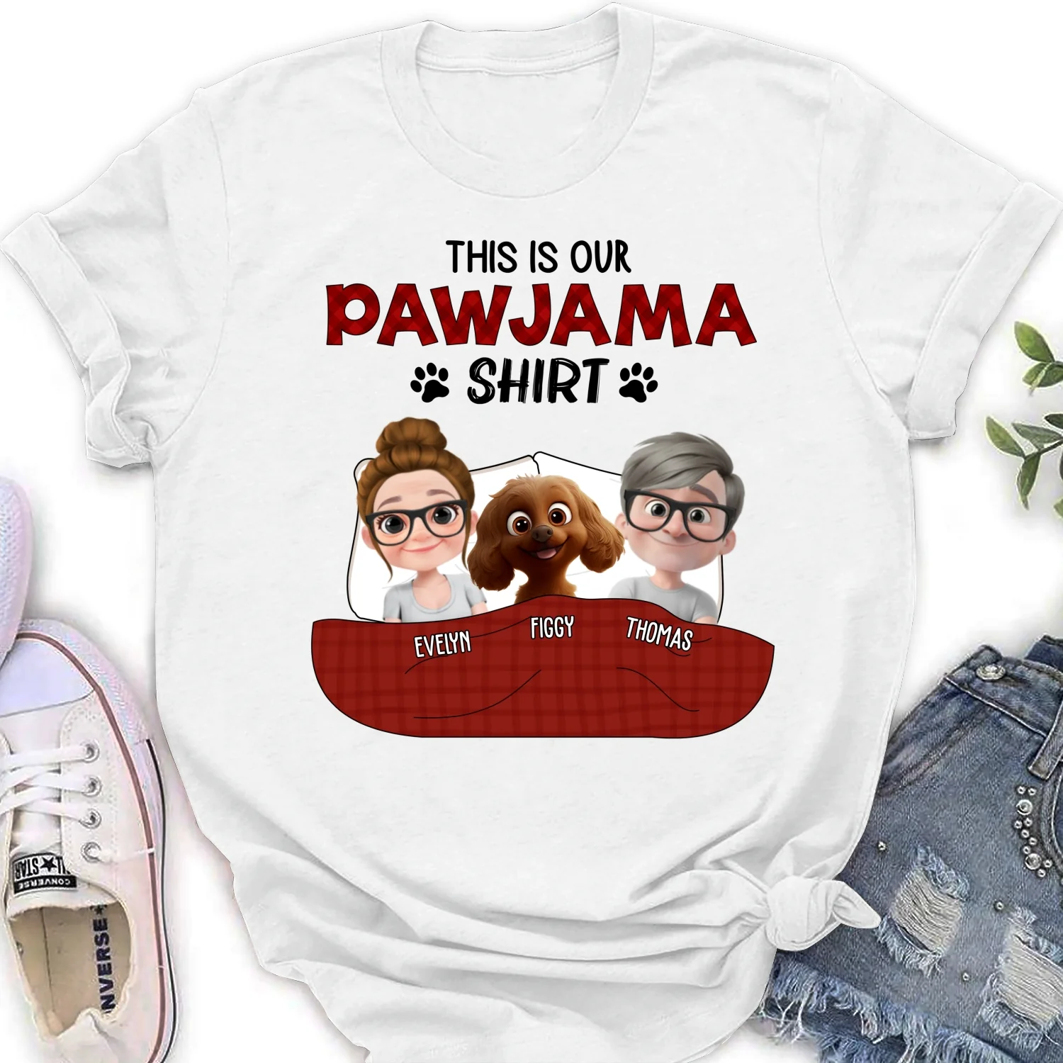 Our Pawjama Shirt New Style - Personalized Custom Women's T-Shirt - Image 5