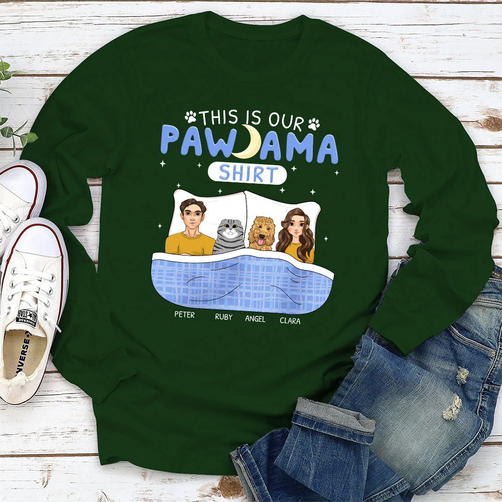 Pawjama Couple - Personalized Custom Long Sleeve T-shirt - Image 3